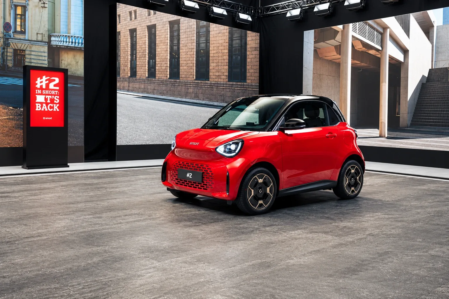 Roter smart #2 Premium auf der Weltpremiere in Paris